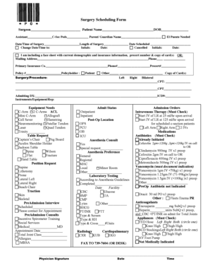 Surgery Scheduling Form