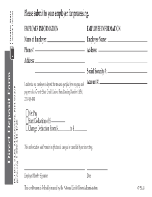 Direct Deposit Authorization Form