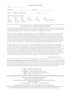 Personal Excellence Map Form