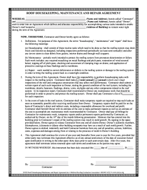 Roof Housekeeping Maintenance and Repair Agreement