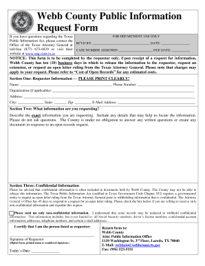 Webb County Public Information Request Form