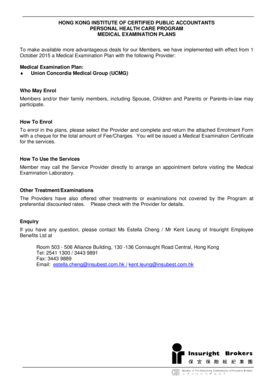 Hong Kong Medical Examination Plan Enrollment Form