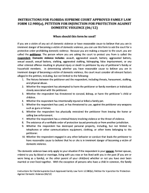 Florida Domestic Violence Injunction Petition