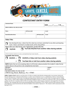 Lights, Camera, Save! Video Contest Entry Form