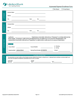 Automated Payment Enrollment Form