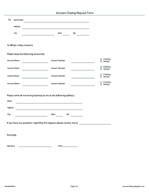 Account Closing Request Form