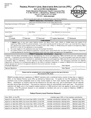 Federal Poverty Level Assistance Application