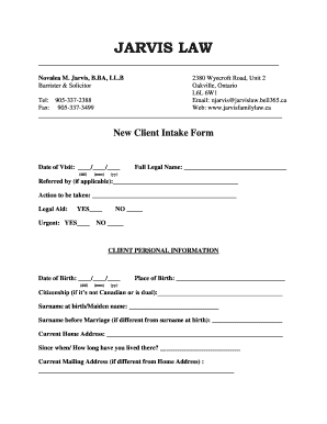 New Client Intake Form for Family Law