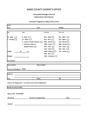 North Carolina Concealed Handgun Permit Application