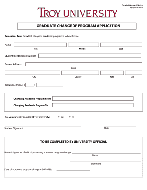 Graduate Change of Program Application