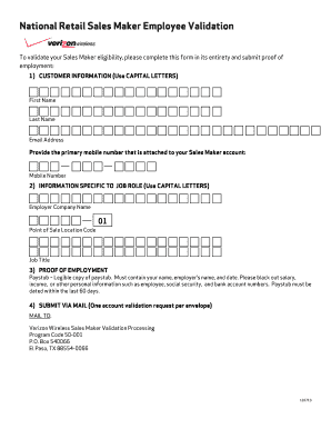 Sales Maker Employee Validation Form