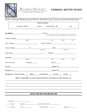 Criminal Matter Intake Form