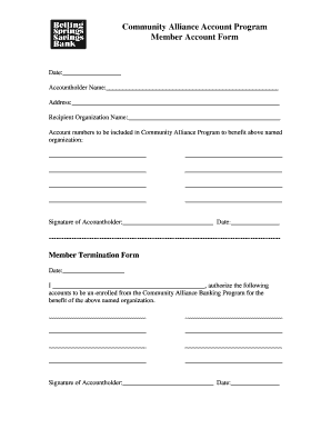 Community Alliance Account Program Member Form