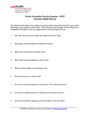 Stroke Prevention Exercise Program Survey