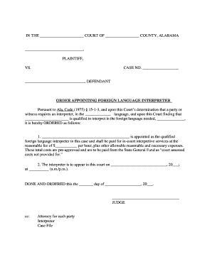 Order Appointing Foreign Language Interpreter