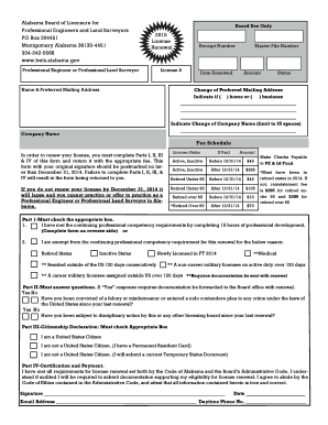 Alabama Professional Engineer License Renewal Form