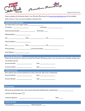 FreedomBanking Registration Form