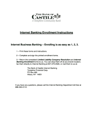 Bank of Castile Business Internet Banking Enrollment
