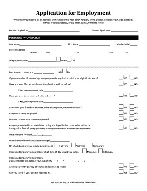 Employment Application Form