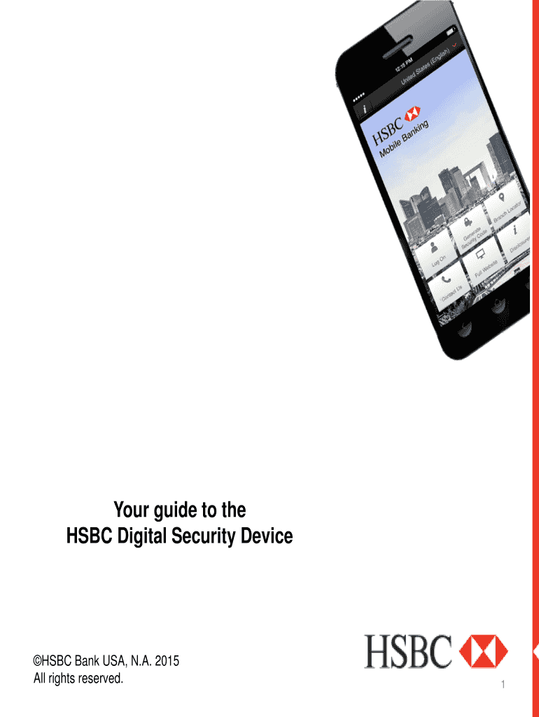 Fillable Online Your guide to the HSBC Digital Security Device Fax