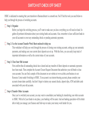 HSBC BusinessSmart Switch Kit Check Off Sheet