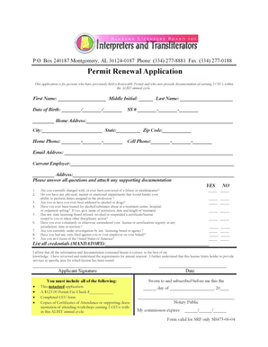 Alabama Permit Renewal Application