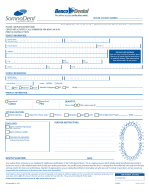 SomnoMed Dental Appliance Order Form