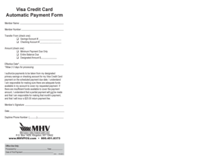 Visa Credit Card Automatic Payment Form