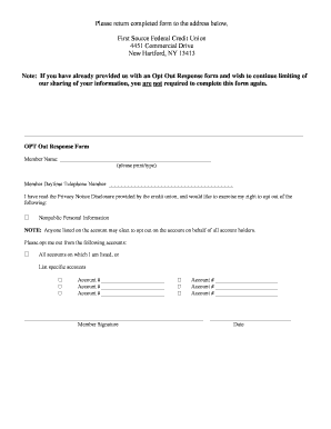 Opt Out Response Form
