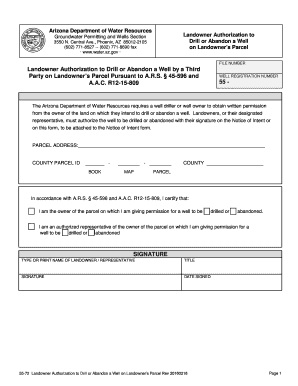 Arizona Landowner Authorization to Drill or Abandon a Well