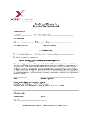 Stop Payment Request for Recurring Visa Transaction