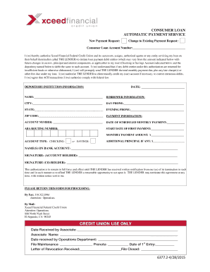 Consumer Loan Automatic Payment Authorization