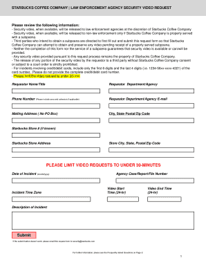 Starbucks Security Video Request Form