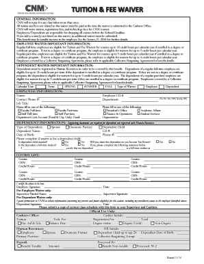 CNM Employee and Dependent Tuition Waiver Form