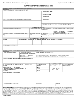 California Military Verification and Referral Form