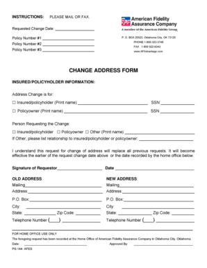 Change Address Form
