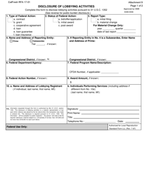 Disclosure of Lobbying Activities Form