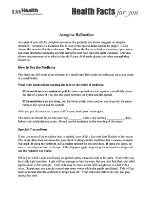 Atropine Refraction Instructions