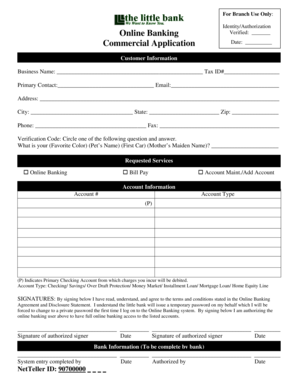 Commercial Online Banking Application
