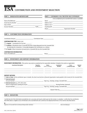 Coverdell ESA Contribution Form
