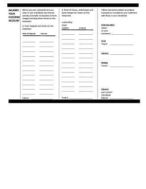 Bank Statement Reconciliation Form