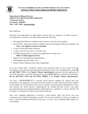 Rhode Island Child Support Services Application
