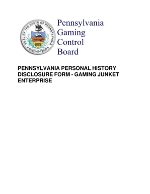 Pennsylvania Personal History Disclosure Form - Gaming Junket