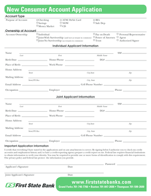 New Consumer Account Application