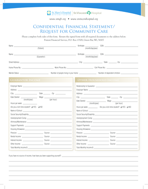 Confidential Financial Statement Request for Community Care
