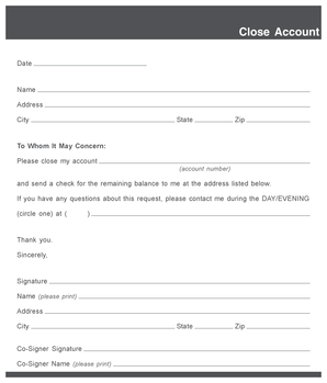 Close Account Request Form