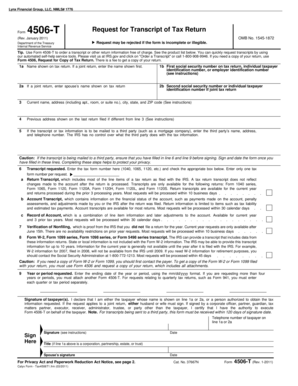 Form 4506-T Request for Transcript of Tax Return