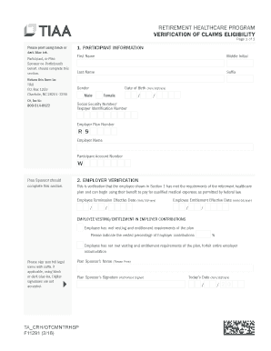 Retirement Healthcare Program Verification of Claims Eligibility