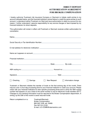 Direct Deposit Authorization Agreement