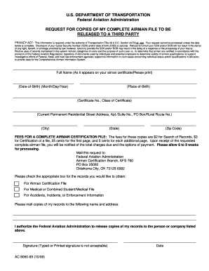 FAA Request for Airman File Release